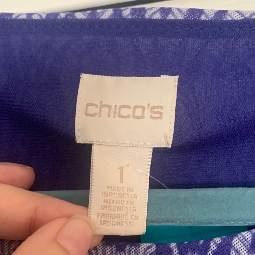Chico's Blue Patterned Women's Blouse - Picture 2 of 4